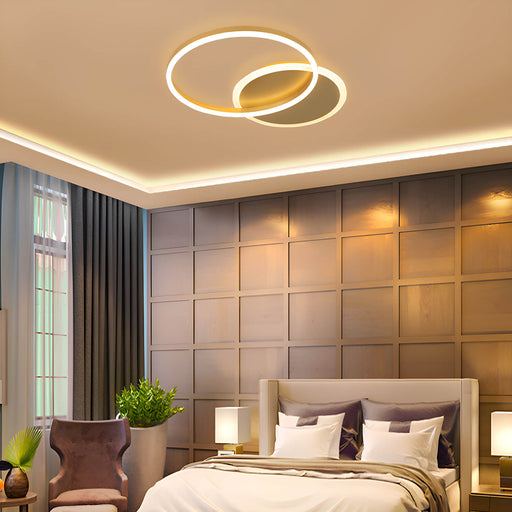 Sleek Multi-Layered Circular Living Room Ceiling Light – Stylish Aluminum Rings in Gold for Bedroom Ceiling-bed-room-2| Feyran