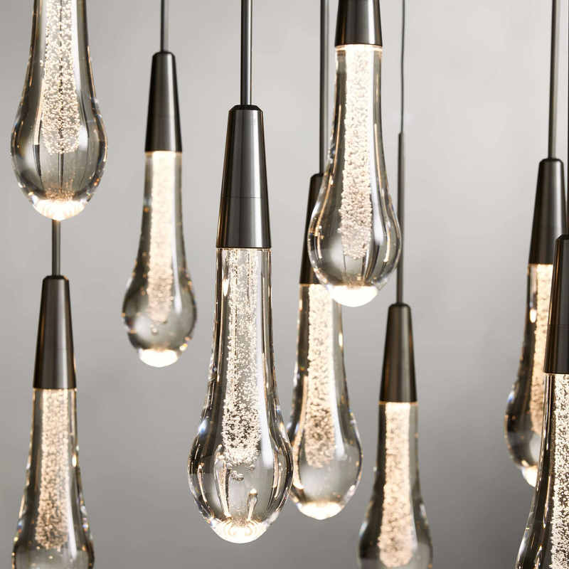 Solitaire Glass Linear Chandelier Lighting 37'' 50'' 70'' 87"W 120"W-Chandelier-Feyran-Brass-37''W-Feyran