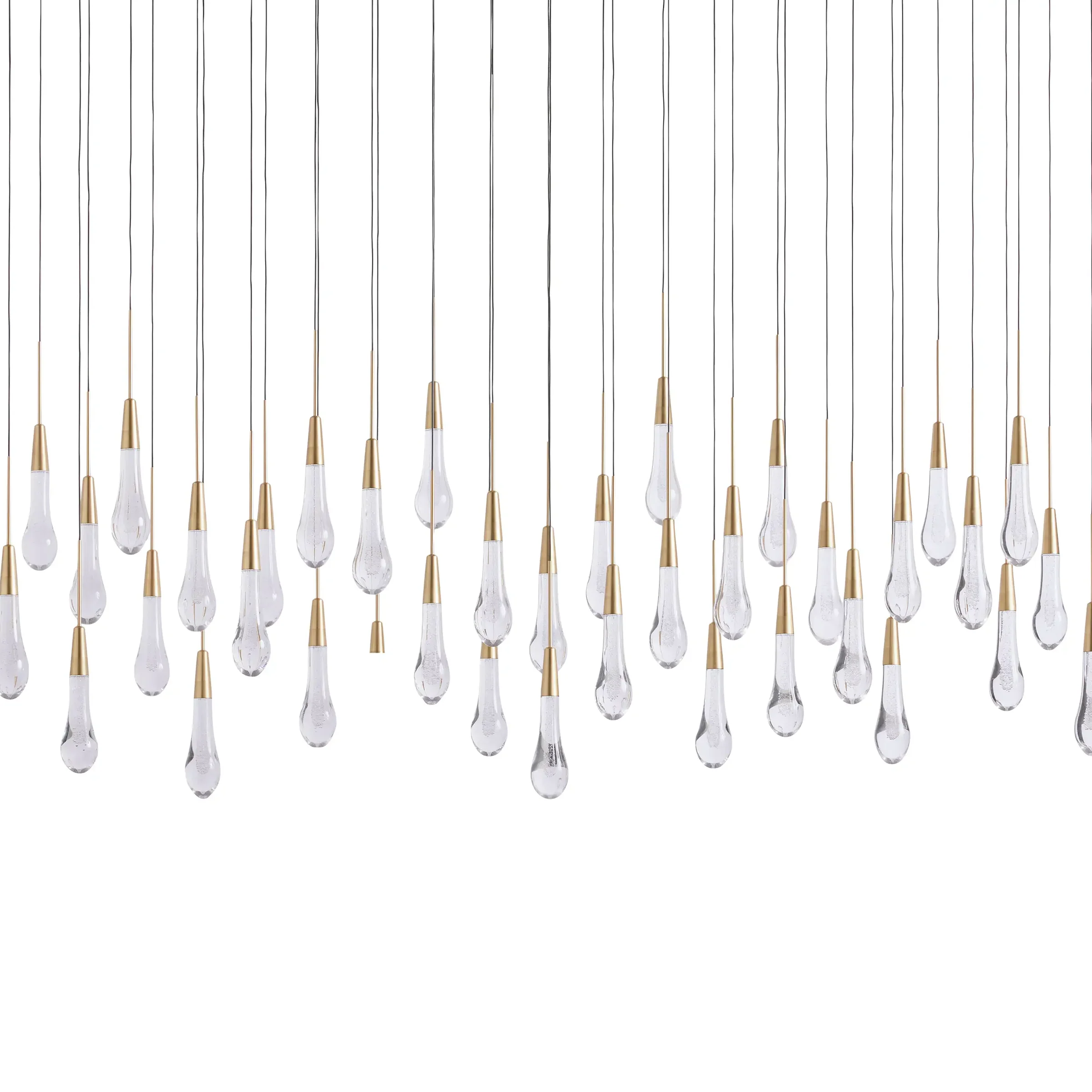 Solitaire Glass Linear Chandelier Lighting 37'' 50'' 70'' 87"W 120"W-Chandelier-Feyran-Nickel-50"W-Feyran