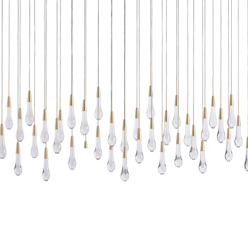 Solitaire Glass Linear Chandelier Lighting 37'' 50'' 70'' 87"W 120"W-Chandelier-Feyran-Nickel-50"W-Feyran