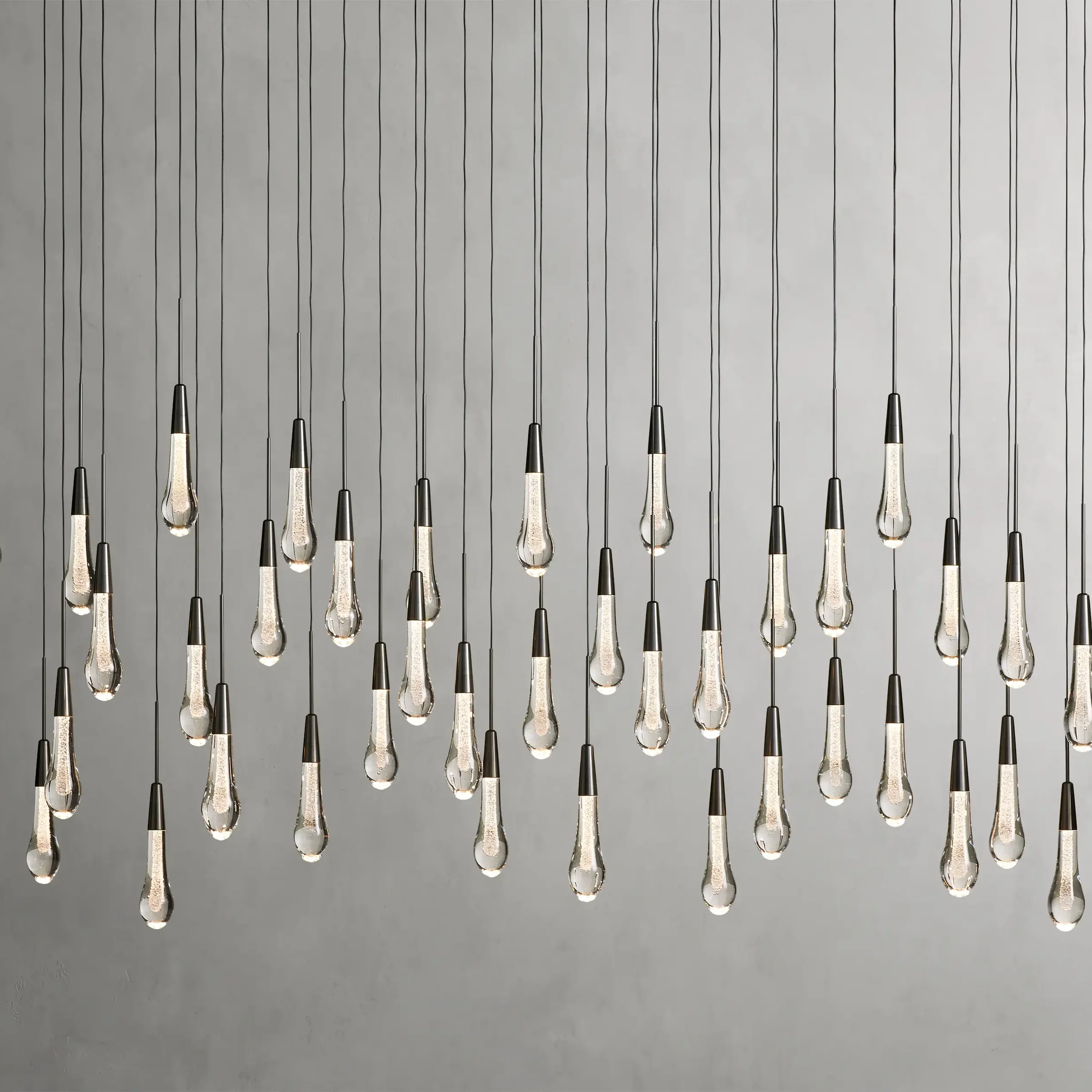 Solitaire Glass Linear Chandelier Lighting 37'' 50'' 70'' 87"W 120"W-Chandelier-Feyran-Brass-37''W-Feyran