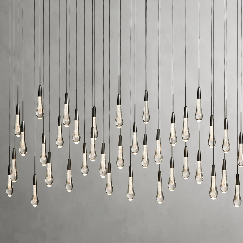 Solitaire Glass Linear Chandelier Lighting 37'' 50'' 70'' 87"W 120"W-Chandelier-Feyran-Brass-37''W-Feyran