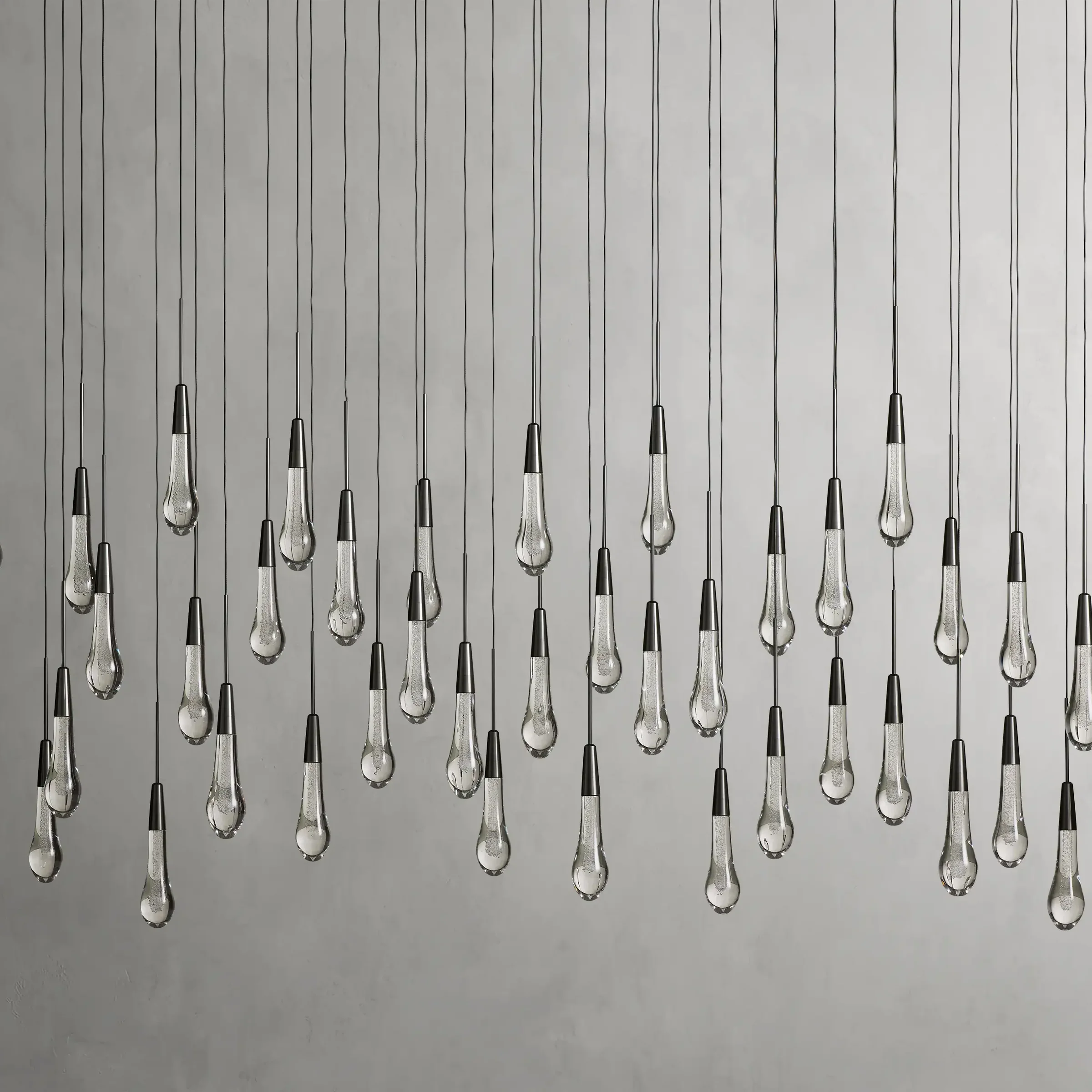 Solitaire Glass Linear Chandelier Lighting 37'' 50'' 70'' 87"W 120"W-Chandelier-Feyran-Bronze-70"W-Feyran