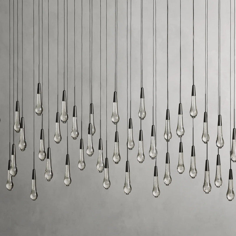 Solitaire Glass Linear Chandelier Lighting 37'' 50'' 70'' 87"W 120"W-Chandelier-Feyran-Bronze-70"W-Feyran