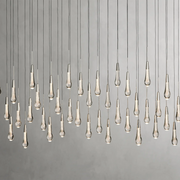 Solitaire Glass Linear Chandelier Lighting 37'' 50'' 70'' 87"W 120"W-Chandelier-Feyran-Nickel-87"W-Feyran