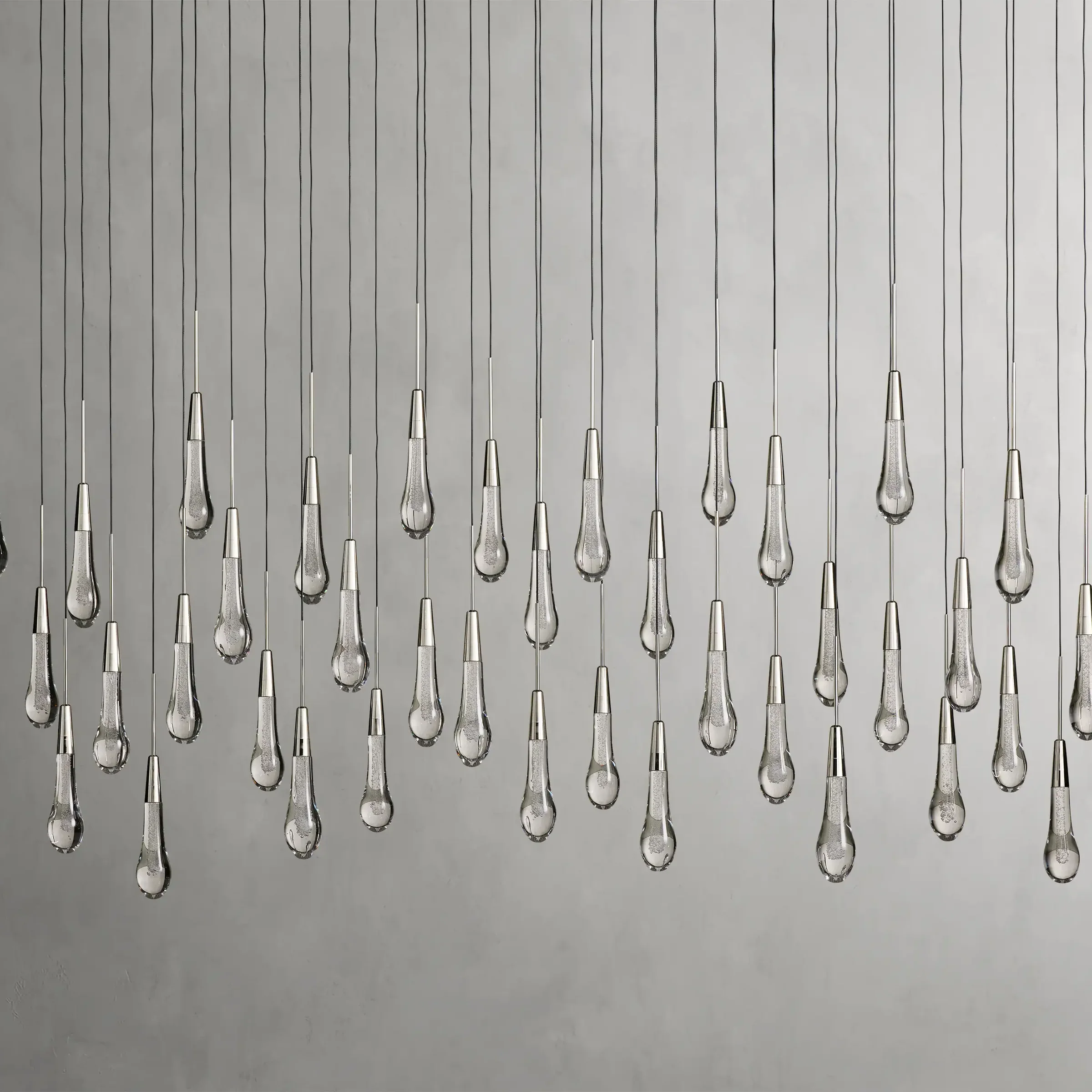 Solitaire Glass Linear Chandelier Lighting 37'' 50'' 70'' 87"W 120"W-Chandelier-Feyran-Brass-37''W-Feyran