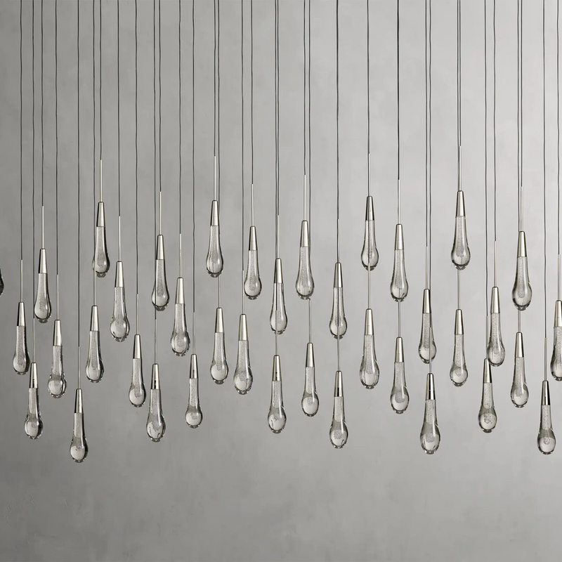 Solitaire Glass Linear Chandelier Lighting 37'' 50'' 70'' 87"W 120"W-Chandelier-Feyran-Brass-37''W-Feyran