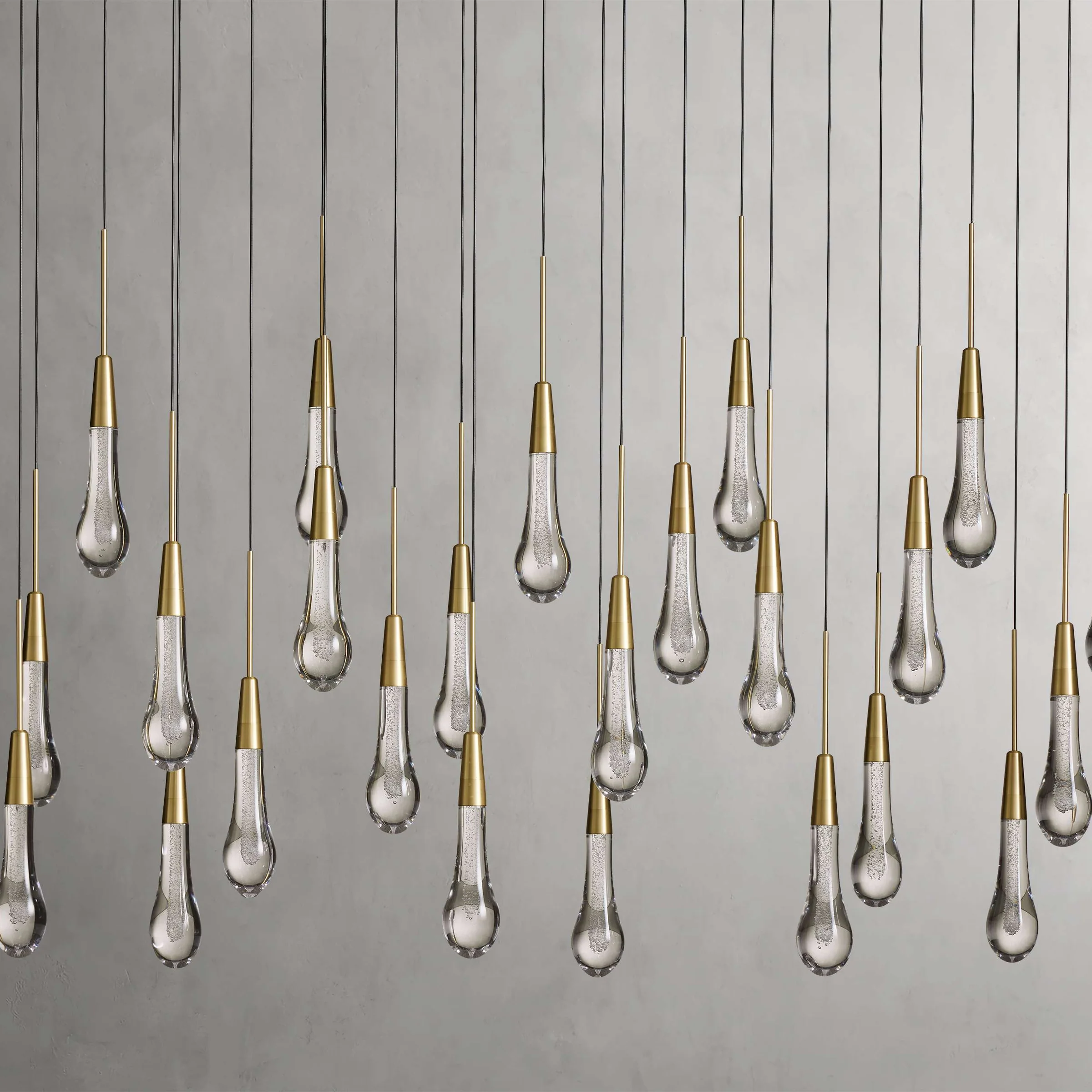 Solitaire Glass Linear Chandelier Lighting 37'' 50'' 70'' 87"W 120"W-Chandelier-Feyran-Brass-50"W-Feyran