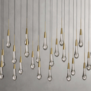 Solitaire Glass Linear Chandelier Lighting 37'' 50'' 70'' 87"W 120"W-Chandelier-Feyran-Brass-50"W-Feyran