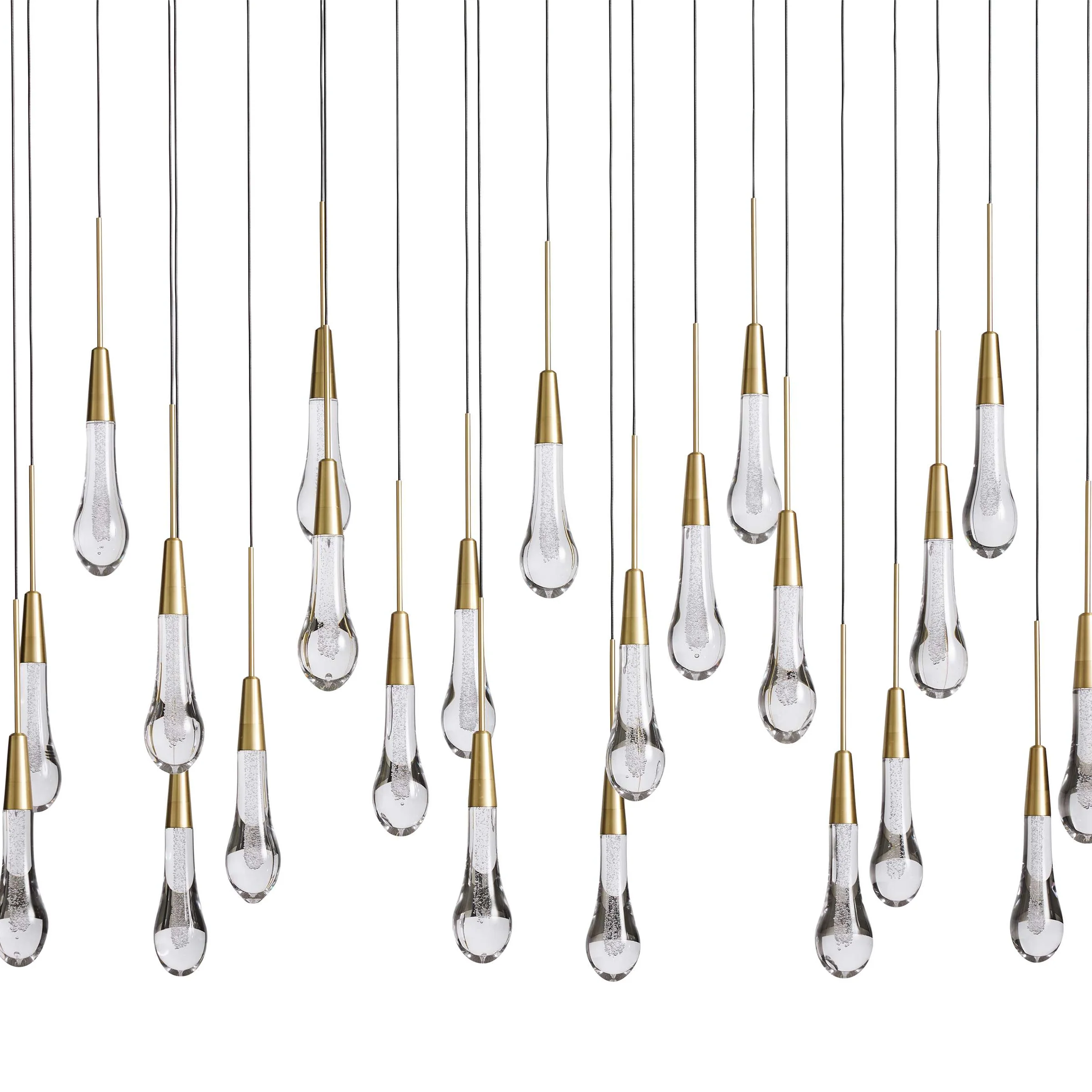 Solitaire Glass Linear Chandelier Lighting 37'' 50'' 70'' 87"W 120"W-Chandelier-Feyran-Brass-37''W-Feyran
