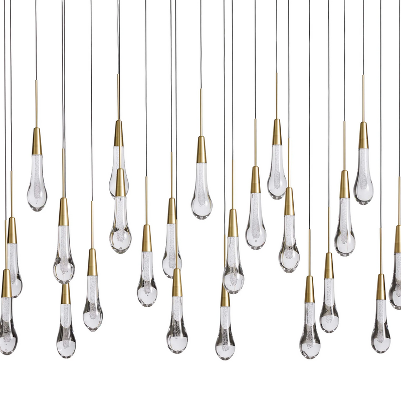 Solitaire Glass Linear Chandelier Lighting 37'' 50'' 70'' 87"W 120"W-Chandelier-Feyran-Brass-37''W-Feyran