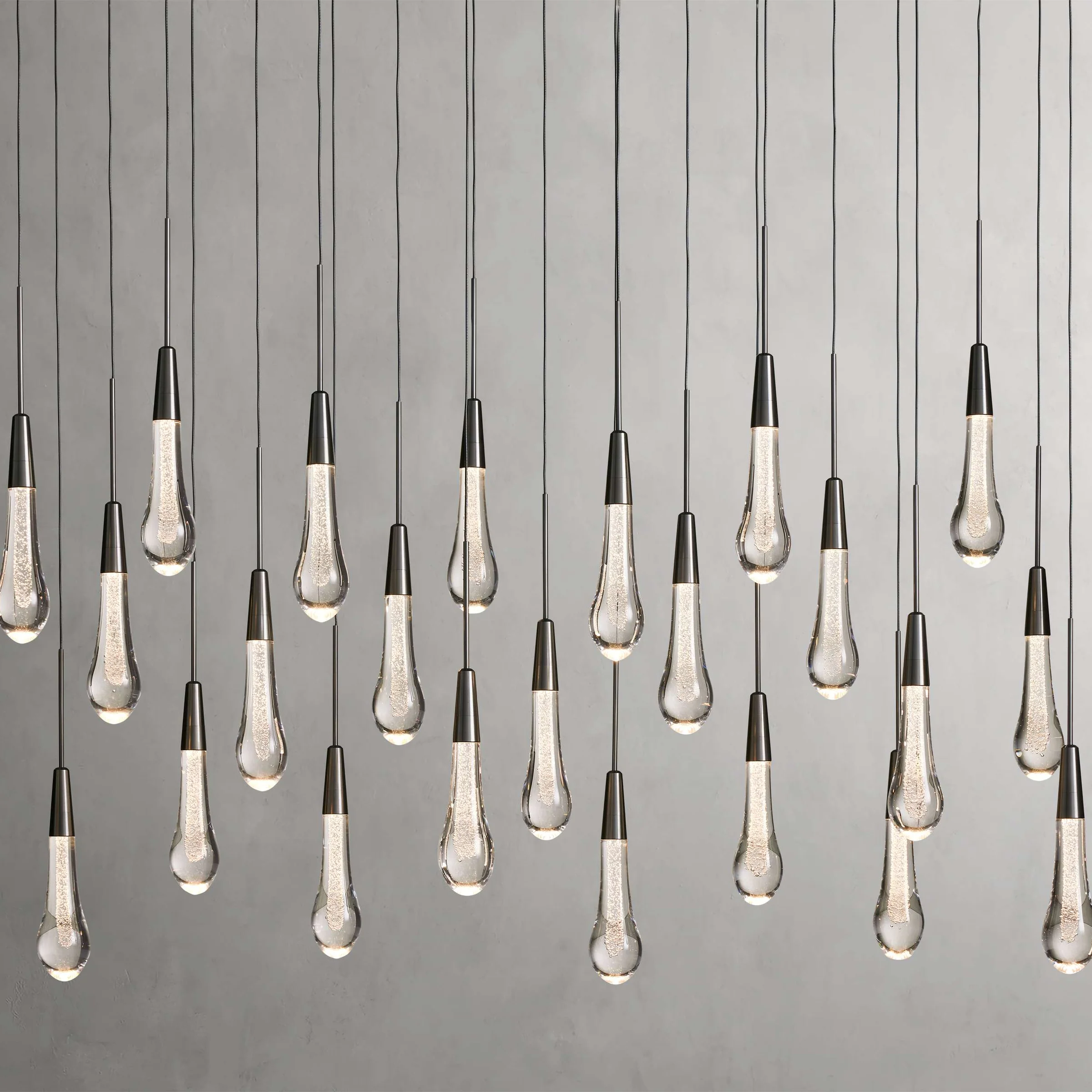 Solitaire Glass Linear Chandelier Lighting 37'' 50'' 70'' 87"W 120"W-Chandelier-Feyran-Brass-37''W-Feyran