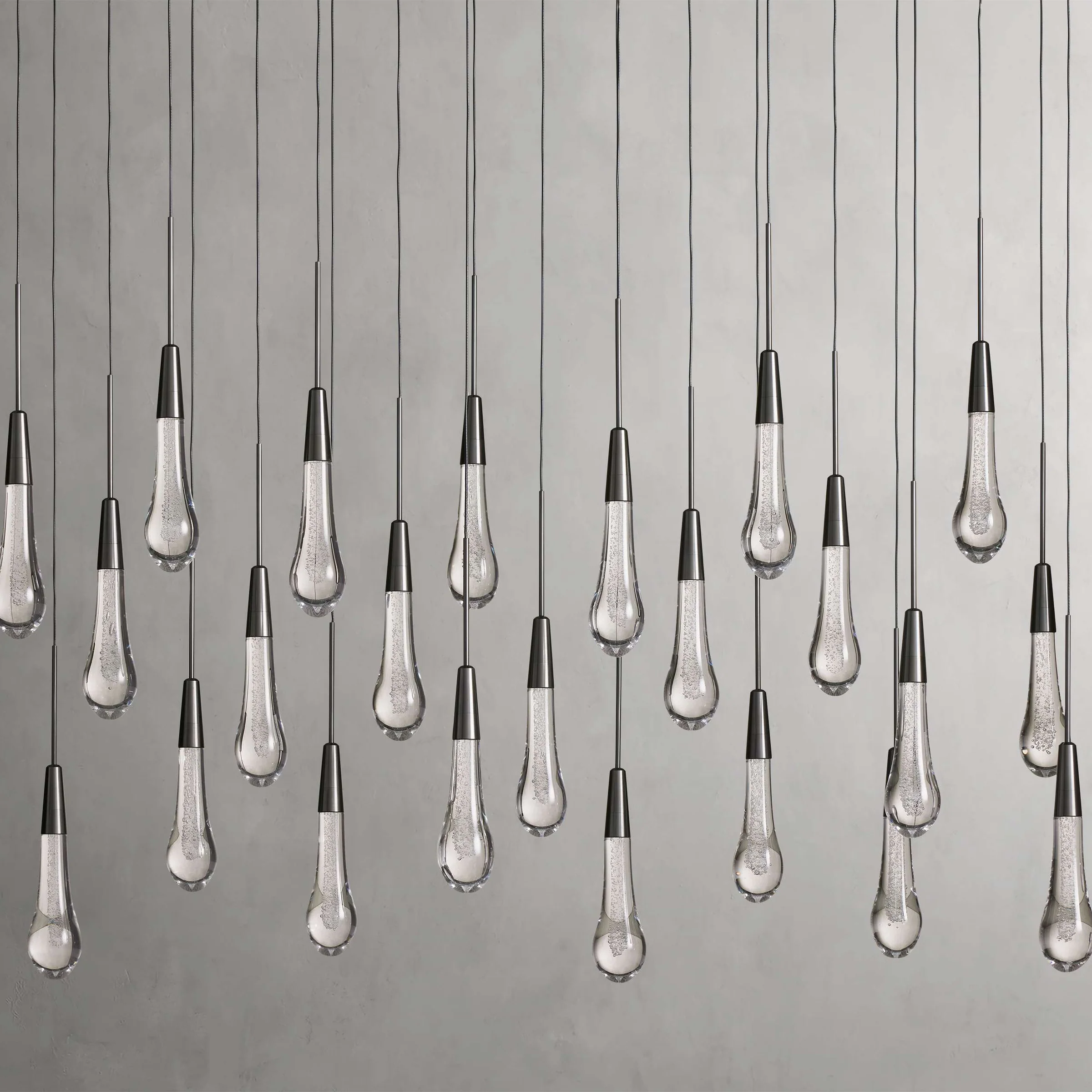 Solitaire Glass Linear Chandelier Lighting 37'' 50'' 70'' 87"W 120"W-Chandelier-Feyran-Bronze-50"W-Feyran