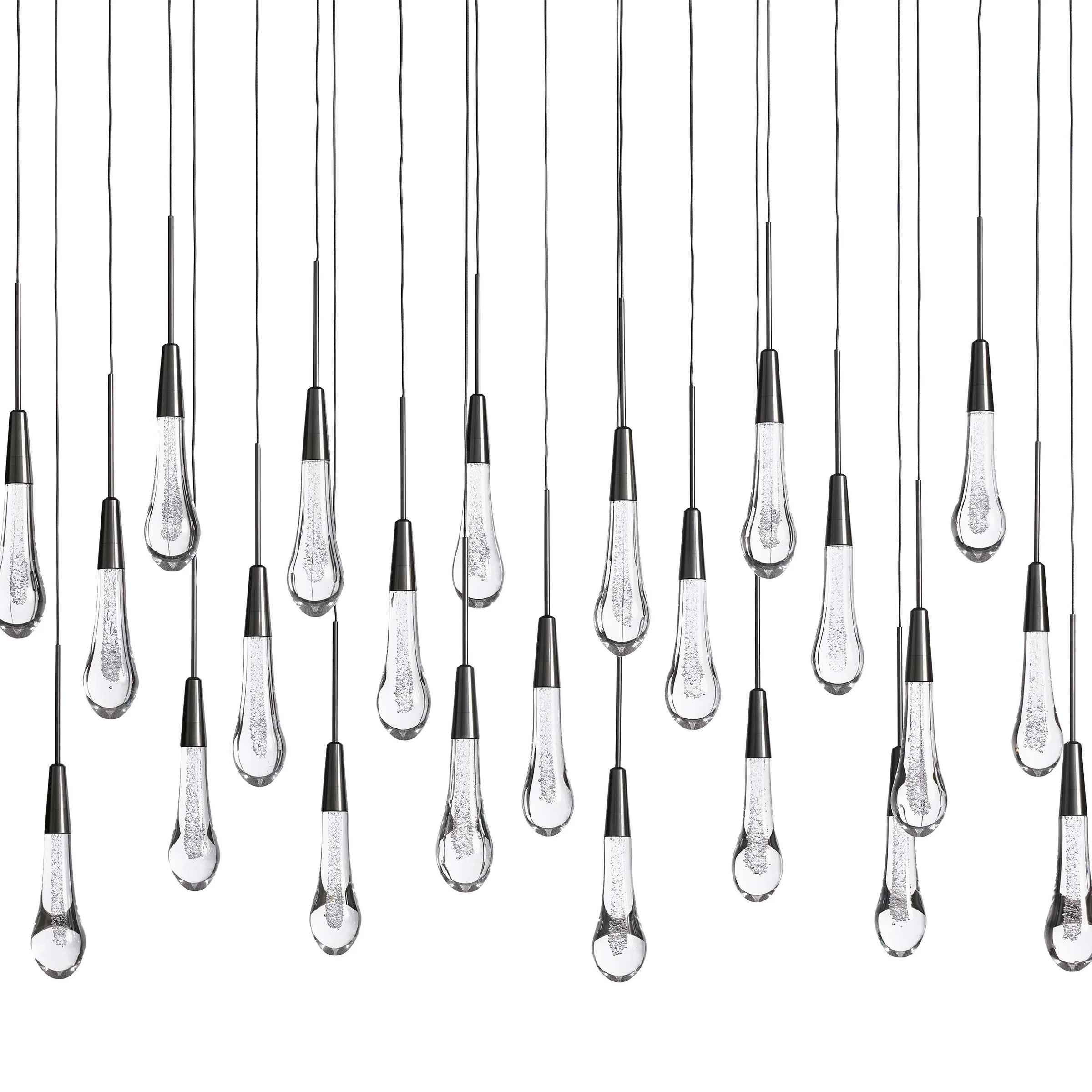 Solitaire Glass Linear Chandelier Lighting 37'' 50'' 70'' 87"W 120"W-Chandelier-Feyran-Brass-37''W-Feyran