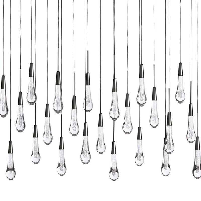 Solitaire Glass Linear Chandelier Lighting 37'' 50'' 70'' 87"W 120"W-Chandelier-Feyran-Brass-37''W-Feyran