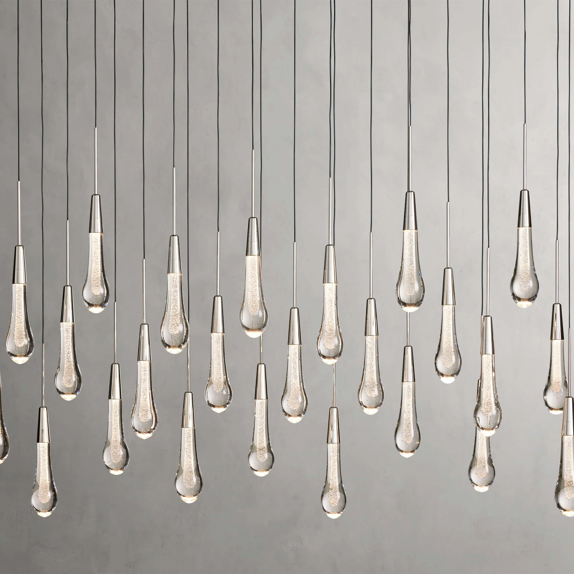 Solitaire Glass Linear Chandelier Lighting 37'' 50'' 70'' 87"W 120"W-Chandelier-Feyran-Brass-37''W-Feyran