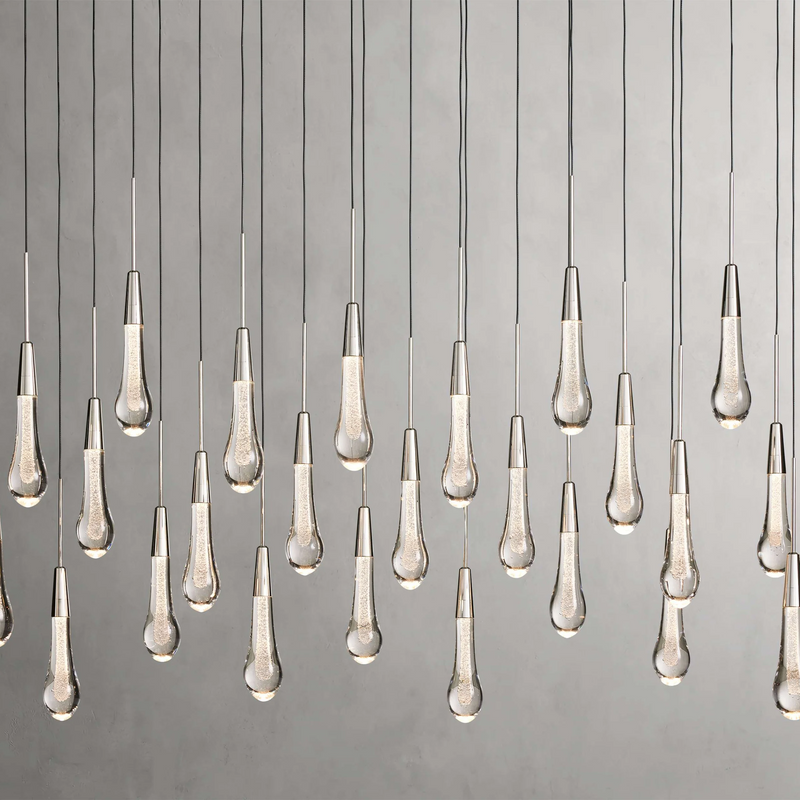 Solitaire Glass Linear Chandelier Lighting 37'' 50'' 70'' 87"W 120"W-Chandelier-Feyran-Brass-37''W-Feyran