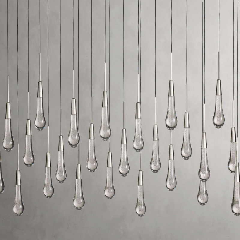 Solitaire Glass Linear Chandelier Lighting 37'' 50'' 70'' 87"W 120"W-Chandelier-Feyran-Brass-37''W-Feyran