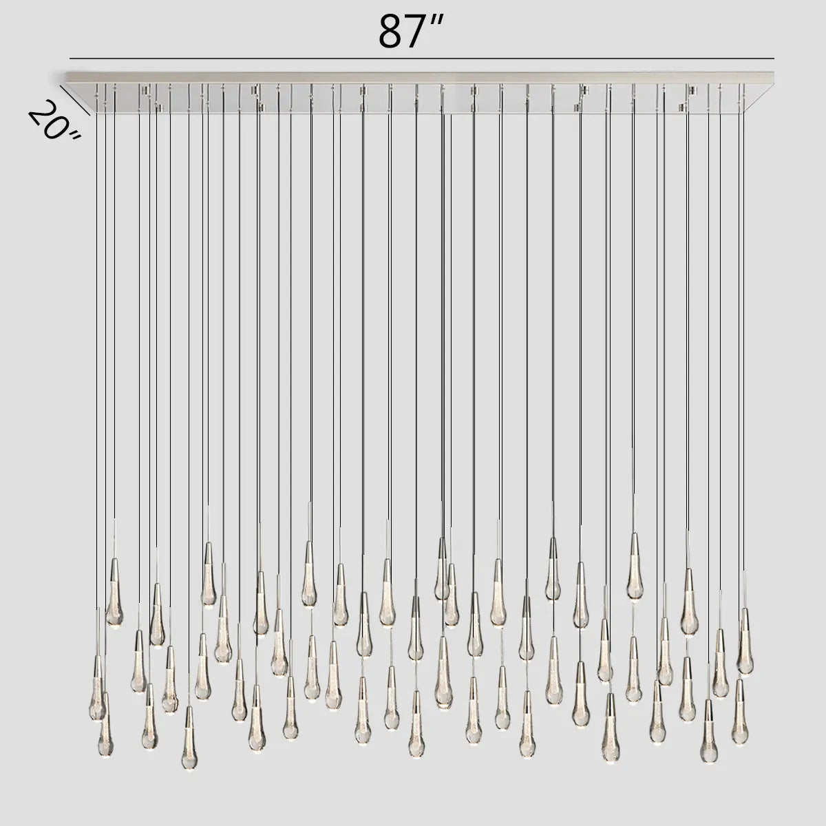 Solitaire Glass Linear Chandelier Lighting 37'' 50'' 70'' 87"W 120"W-Chandelier-Feyran-Brass-37''W-Feyran