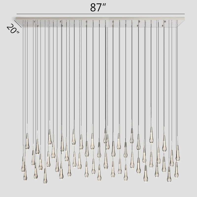 Solitaire Glass Linear Chandelier Lighting 37'' 50'' 70'' 87"W 120"W-Chandelier-Feyran-Brass-37''W-Feyran