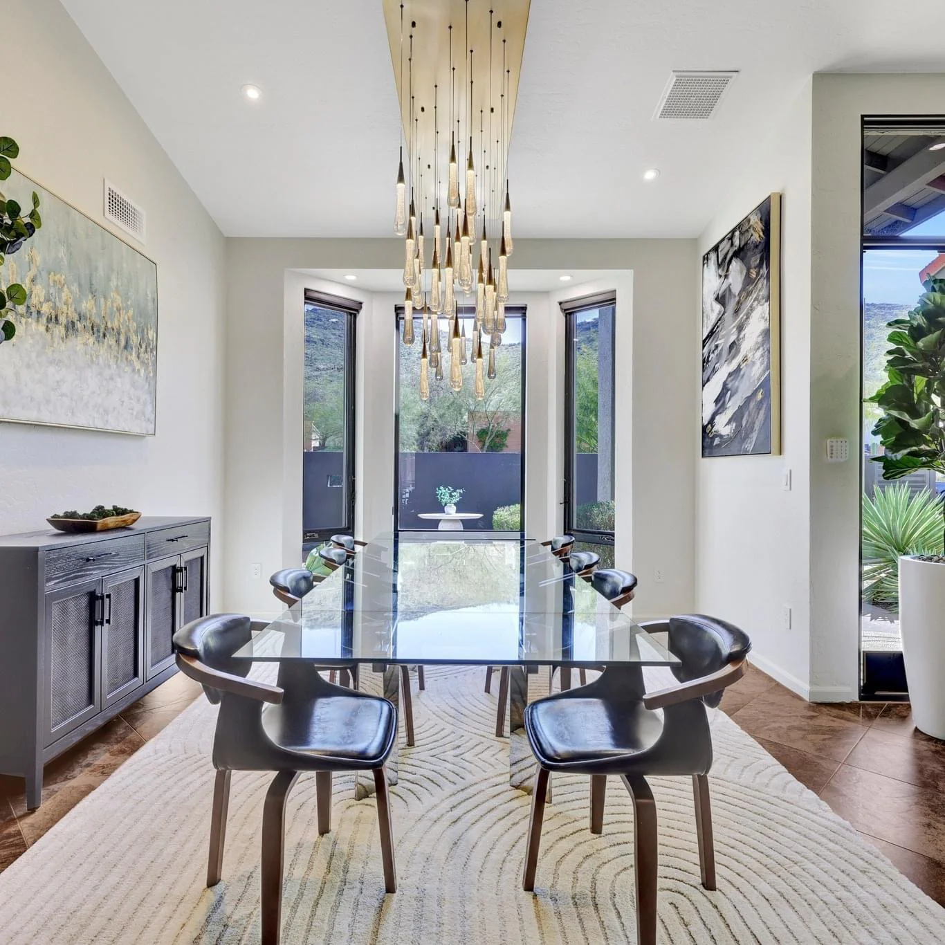 Solitaire Glass Linear Chandelier Lighting 37'' 50'' 70'' 87"W 120"W-Chandelier-Feyran-Brass-37''W-Feyran