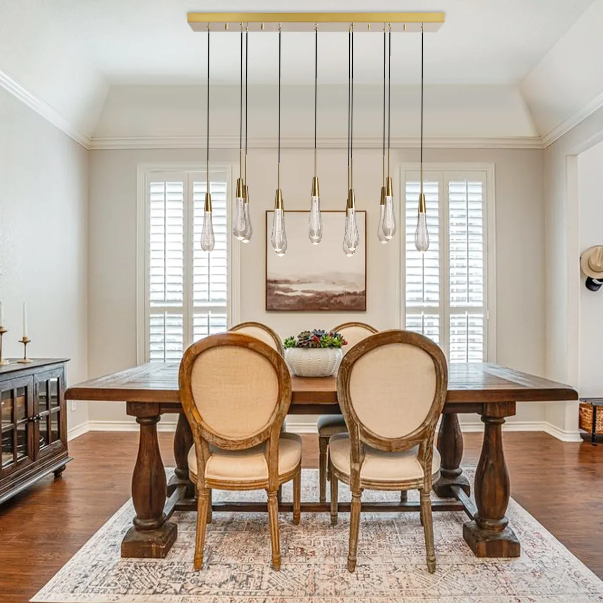 Solitaire Glass Linear Chandelier Lighting 37'' 50'' 70'' 87"W 120"W-Chandelier-Feyran-Brass-37''W-Feyran