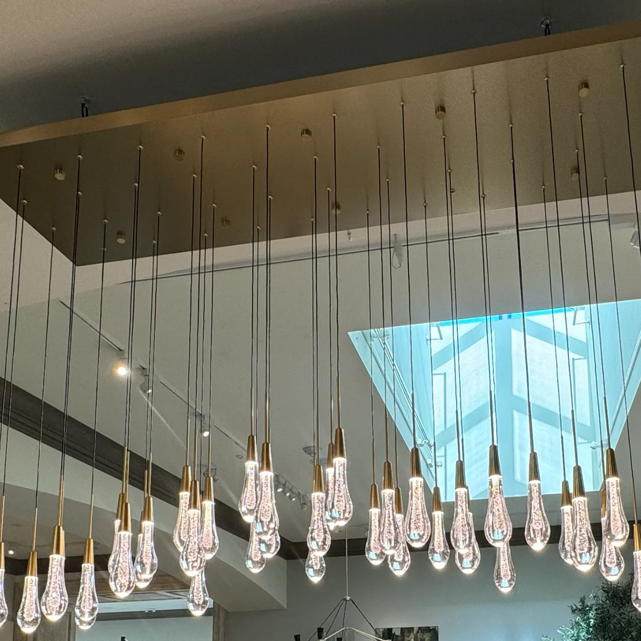 Solitaire Glass Linear Chandelier Lighting 37'' 50'' 70'' 87"W 120"W-Chandelier-Feyran-Brass-37''W-Feyran