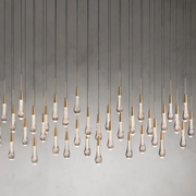 Solitaire Glass Linear Chandelier Lighting 37'' 50'' 70'' 87"W 120"W-Chandelier-Feyran-Brass-37''W-Feyran