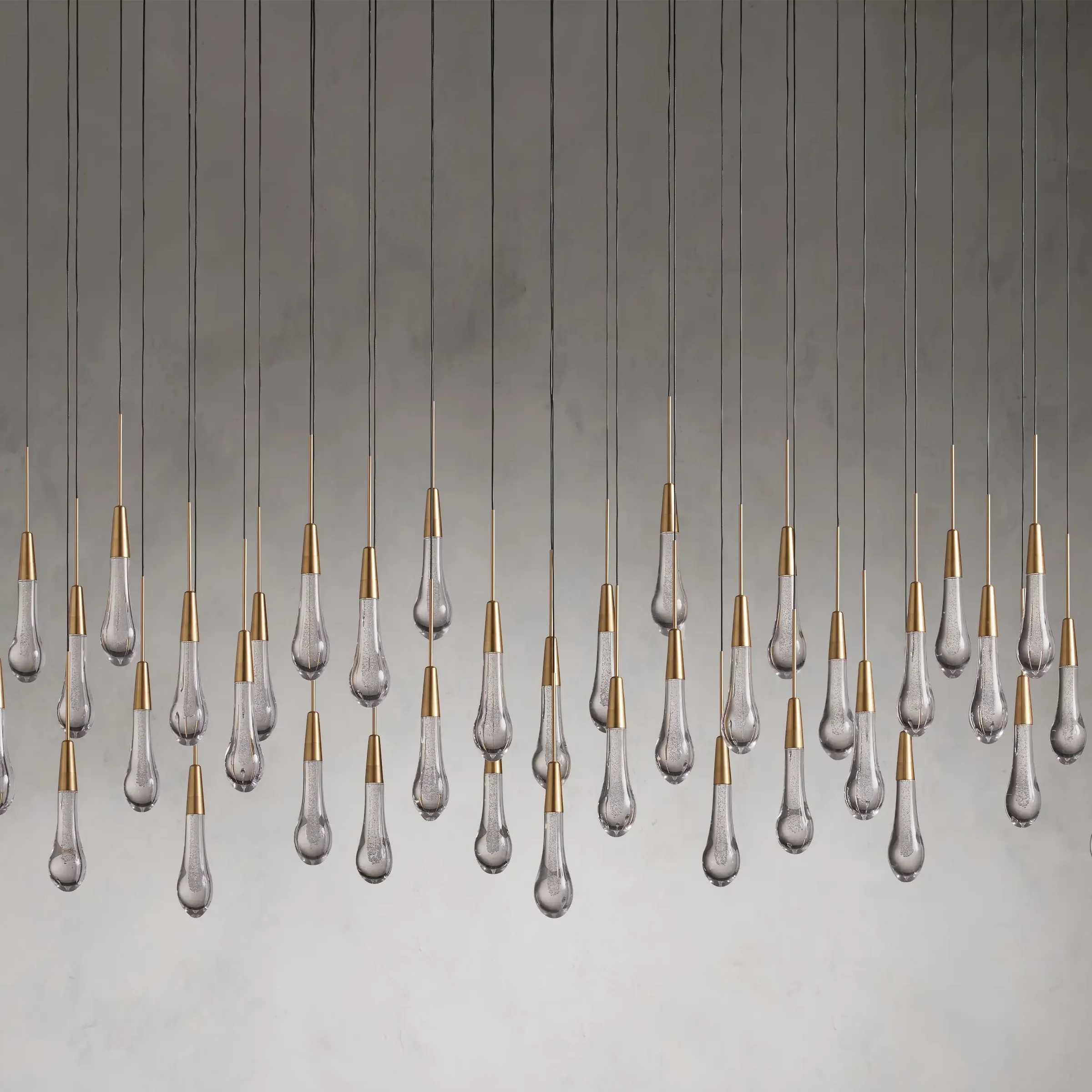 Solitaire Glass Linear Chandelier Lighting 37'' 50'' 70'' 87"W 120"W-Chandelier-Feyran-Brass-70"W-Feyran