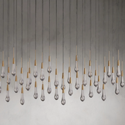 Solitaire Glass Linear Chandelier Lighting 37'' 50'' 70'' 87"W 120"W-Chandelier-Feyran-Brass-70"W-Feyran