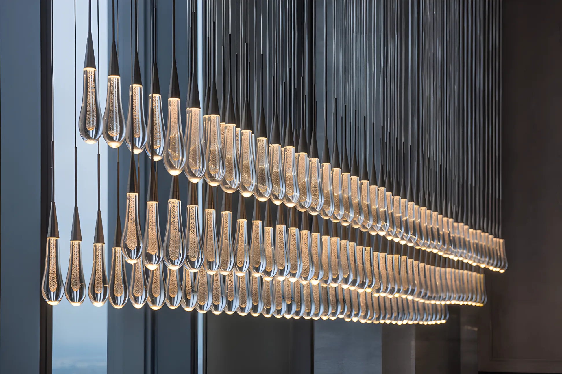 Solitaire Glass Linear Chandelier Lighting 37'' 50'' 70'' 87"W 120"W-Chandelier-Feyran-Brass-37''W-Feyran