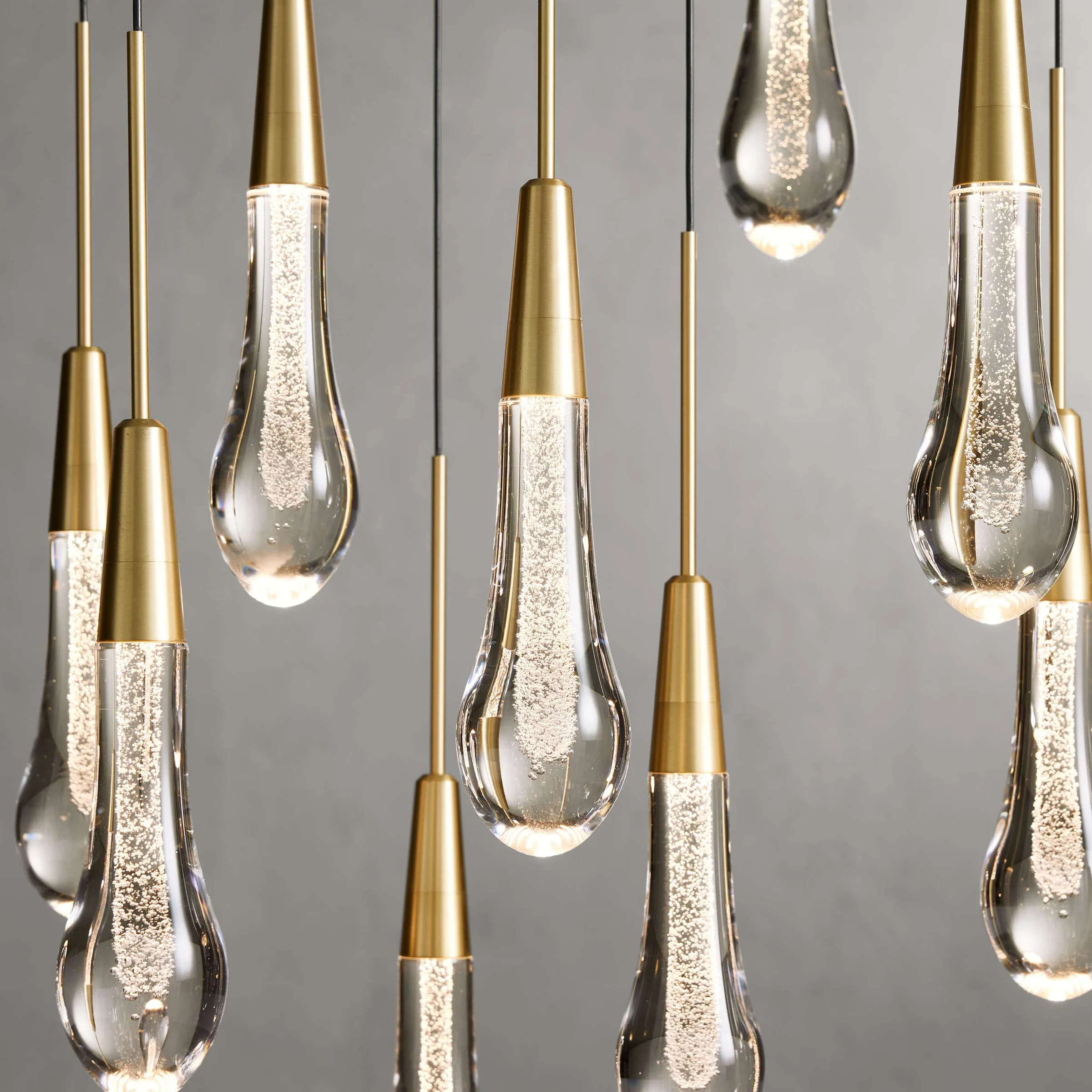 Solitaire Glass Linear Chandelier Lighting 37'' 50'' 70'' 87"W 120"W-Chandelier-Feyran-Brass-37''W-Feyran