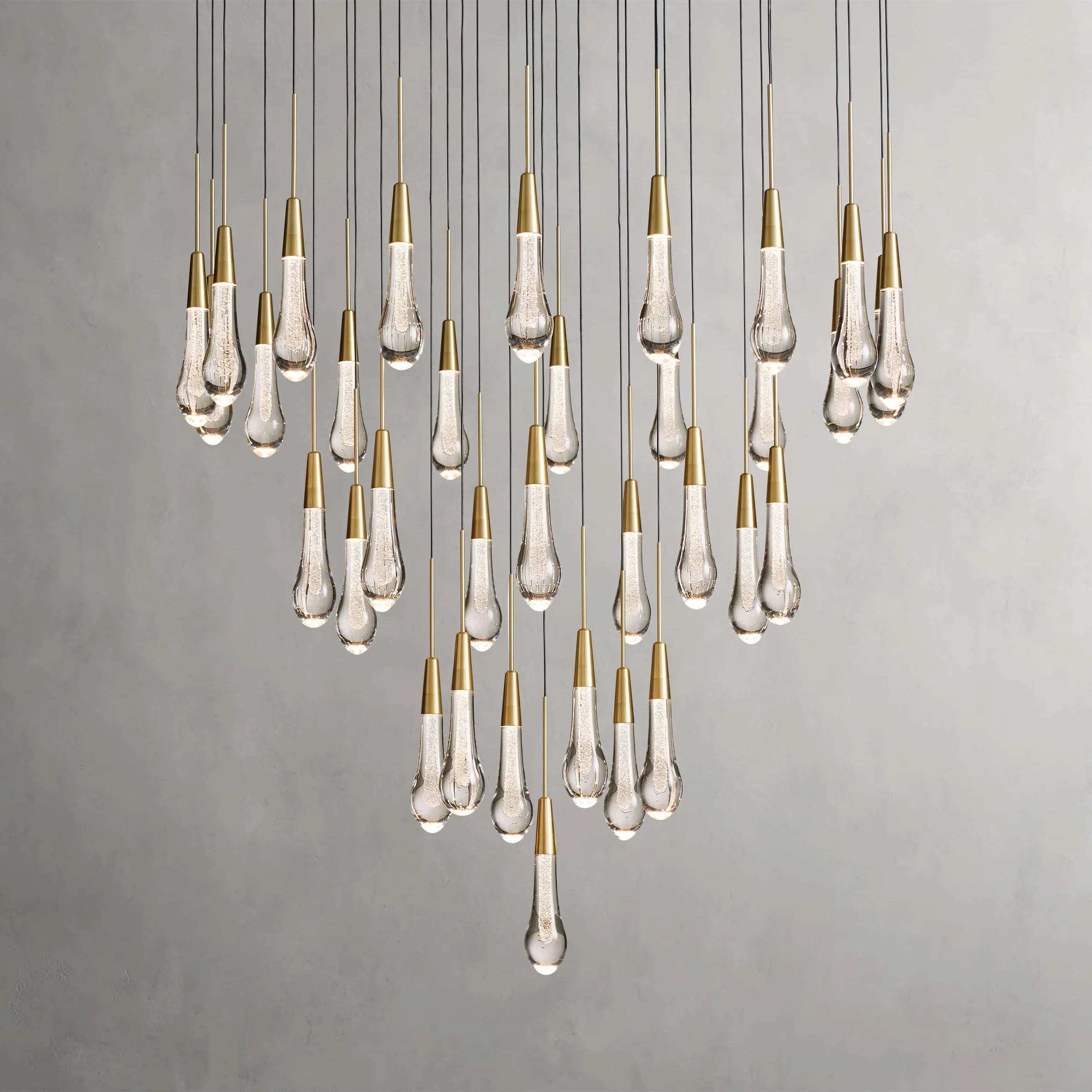 Soltaire Round Chandelier 17" 24" 36“ 58“-Chandeliers-Feyran-Brass-17"-Feyran