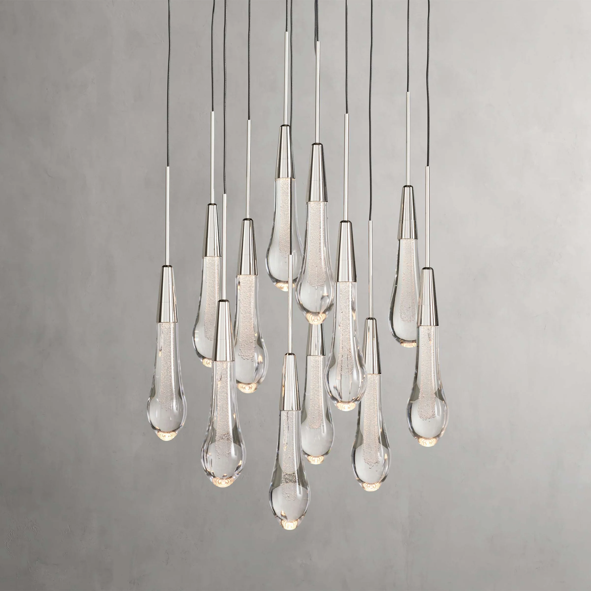 Soltaire Round Chandelier 17" 24" 36“ 58“-Chandeliers-Feyran-Nickel-24"-Feyran