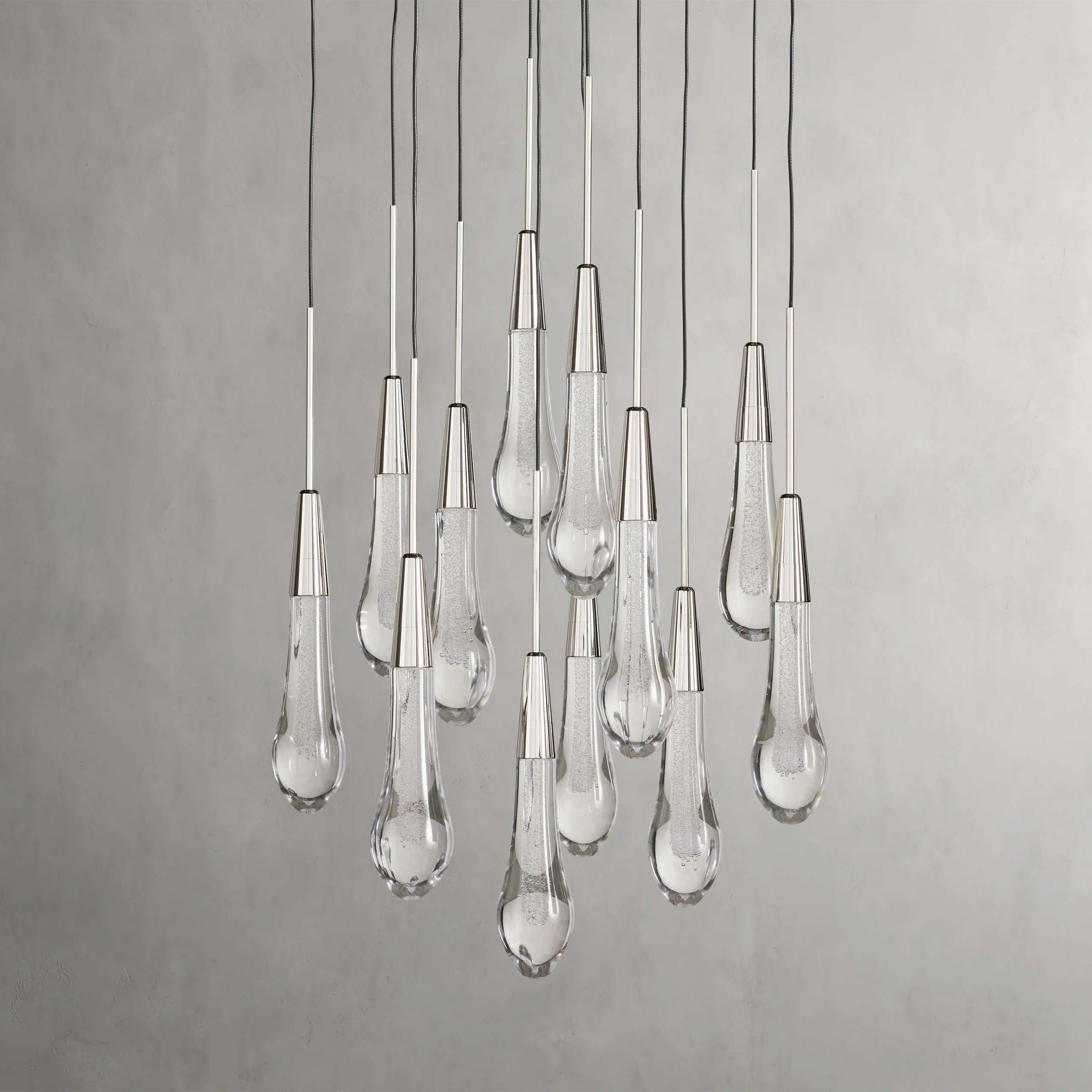 Soltaire Round Chandelier 17" 24" 36“ 58“-Chandeliers-Feyran-Nickel-17"-Feyran