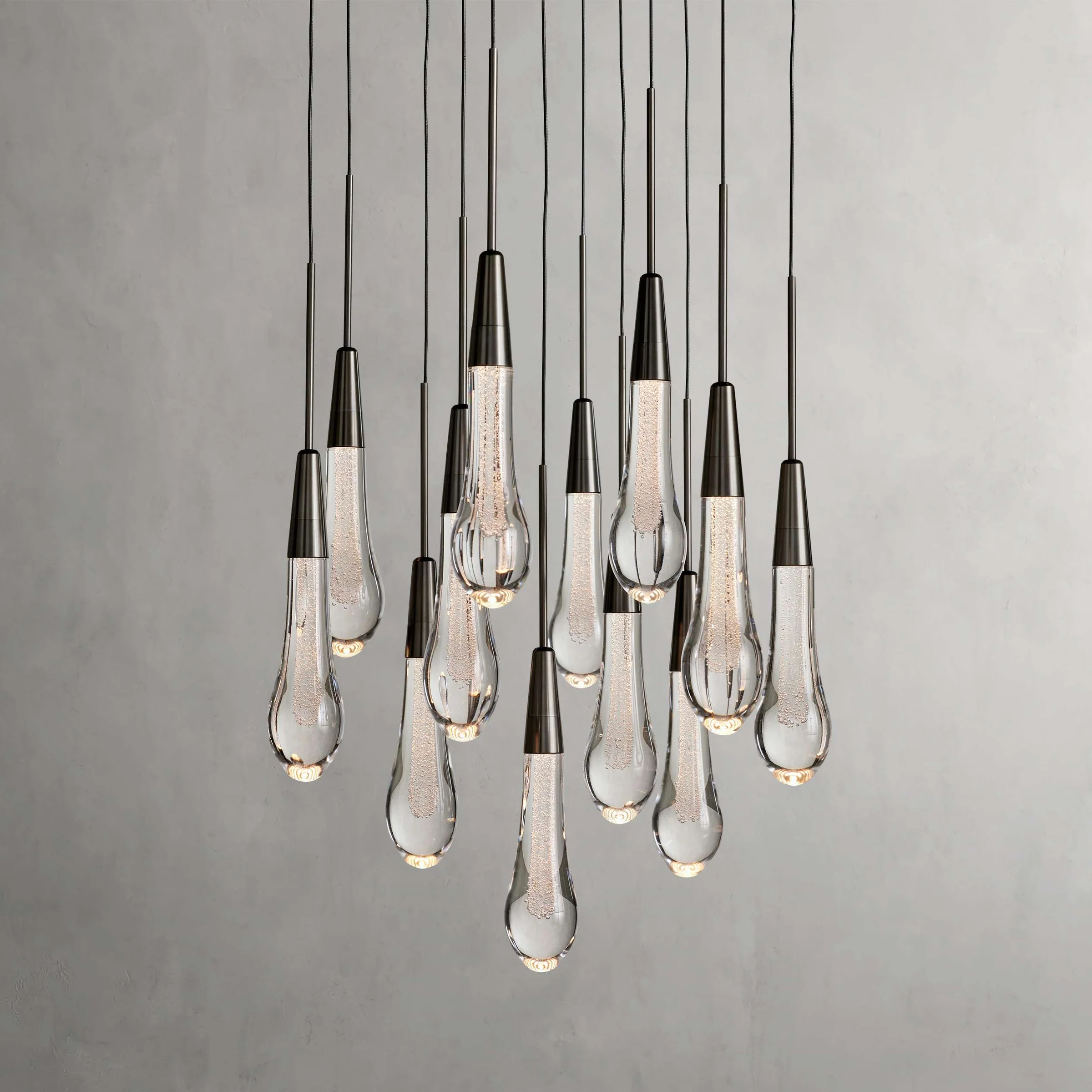 Soltaire Round Chandelier 17" 24" 36“ 58“-Chandeliers-Feyran-Brass-17"-Feyran