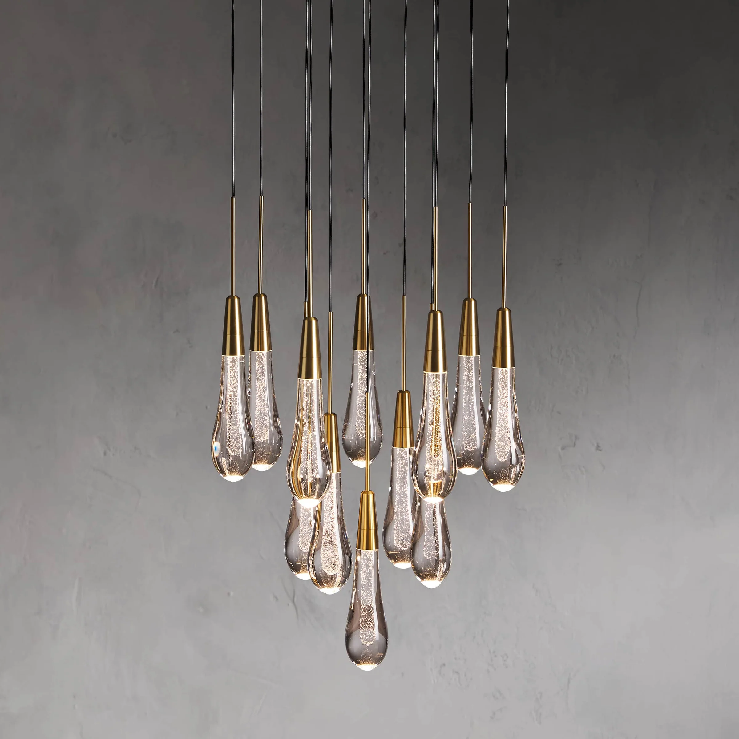 Soltaire Round Chandelier 17" 24" 36“ 58“-Chandeliers-Feyran-Brass-17"-Feyran