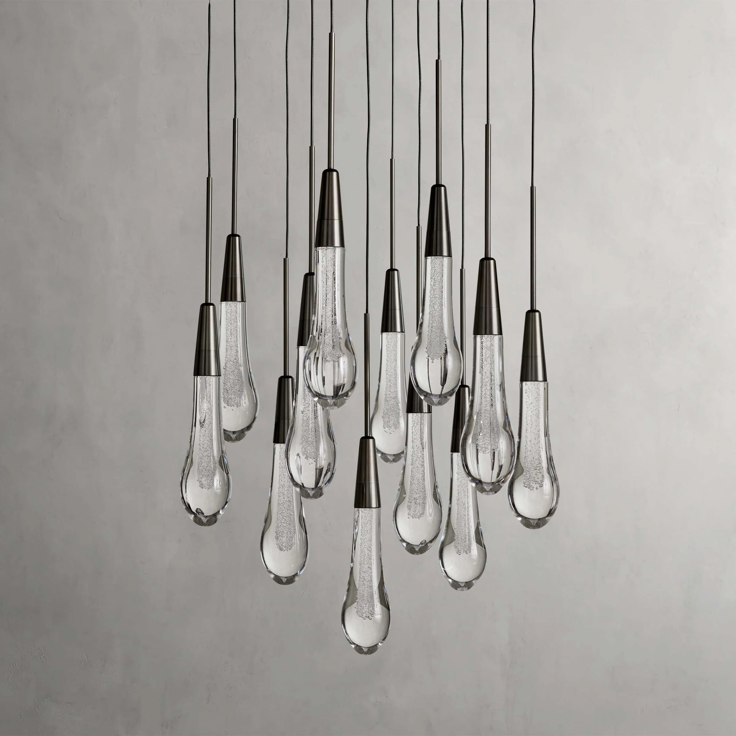 Soltaire Round Chandelier 17" 24" 36“ 58“-Chandeliers-Feyran-Brass-17"-Feyran