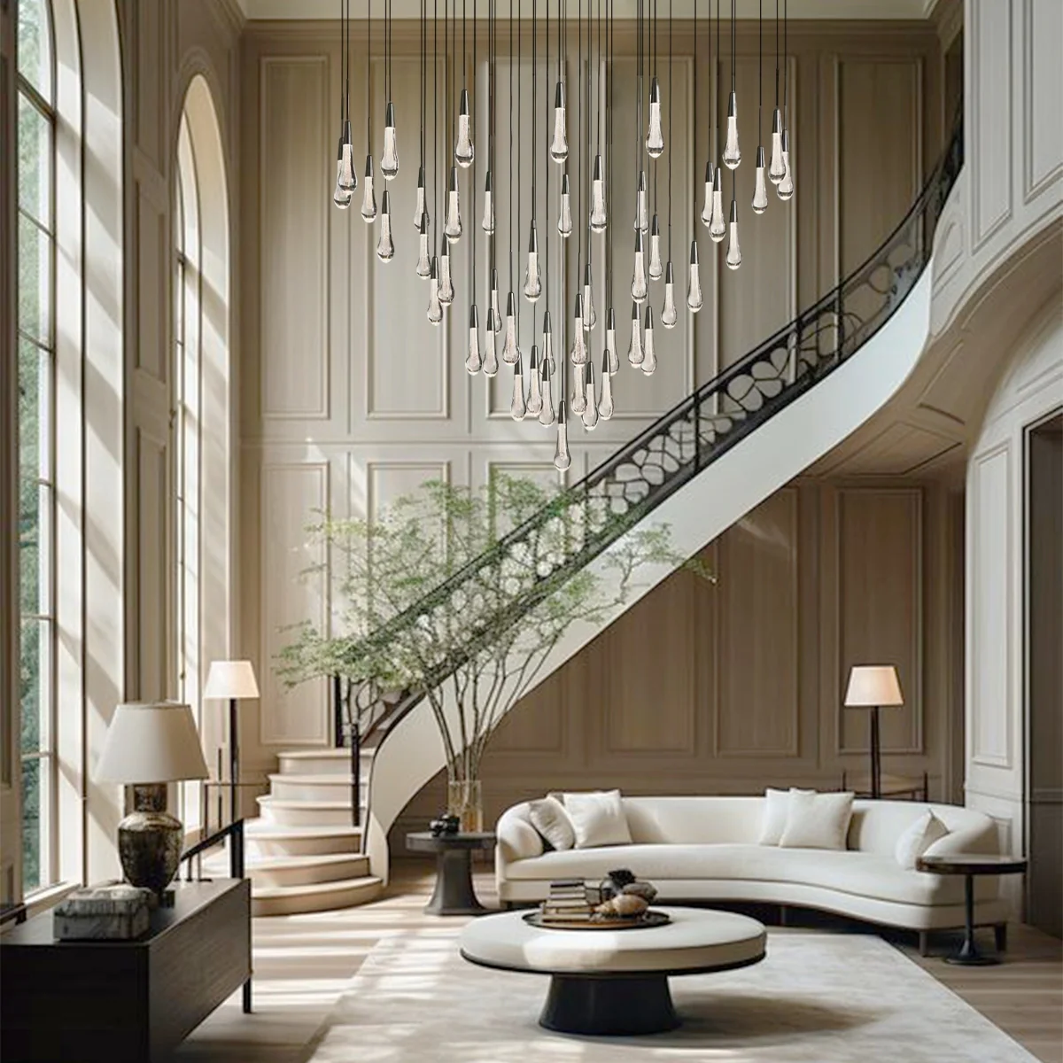 Soltaire Round Chandelier 17" 24" 36“ 58“-Chandeliers-Feyran-Brass-17"-Feyran