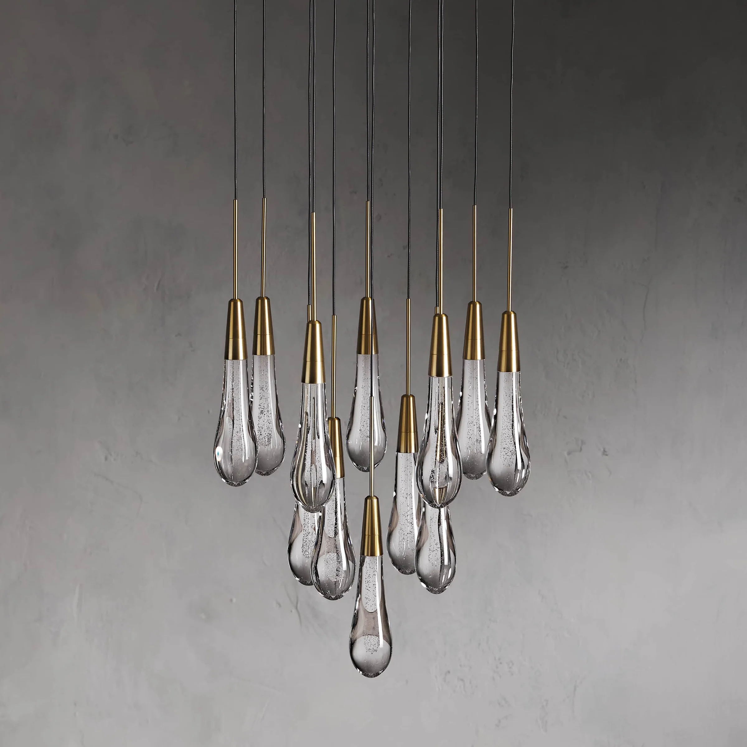 Soltaire Round Chandelier 17" 24" 36“ 58“-Chandeliers-Feyran-Brass-17"-Feyran