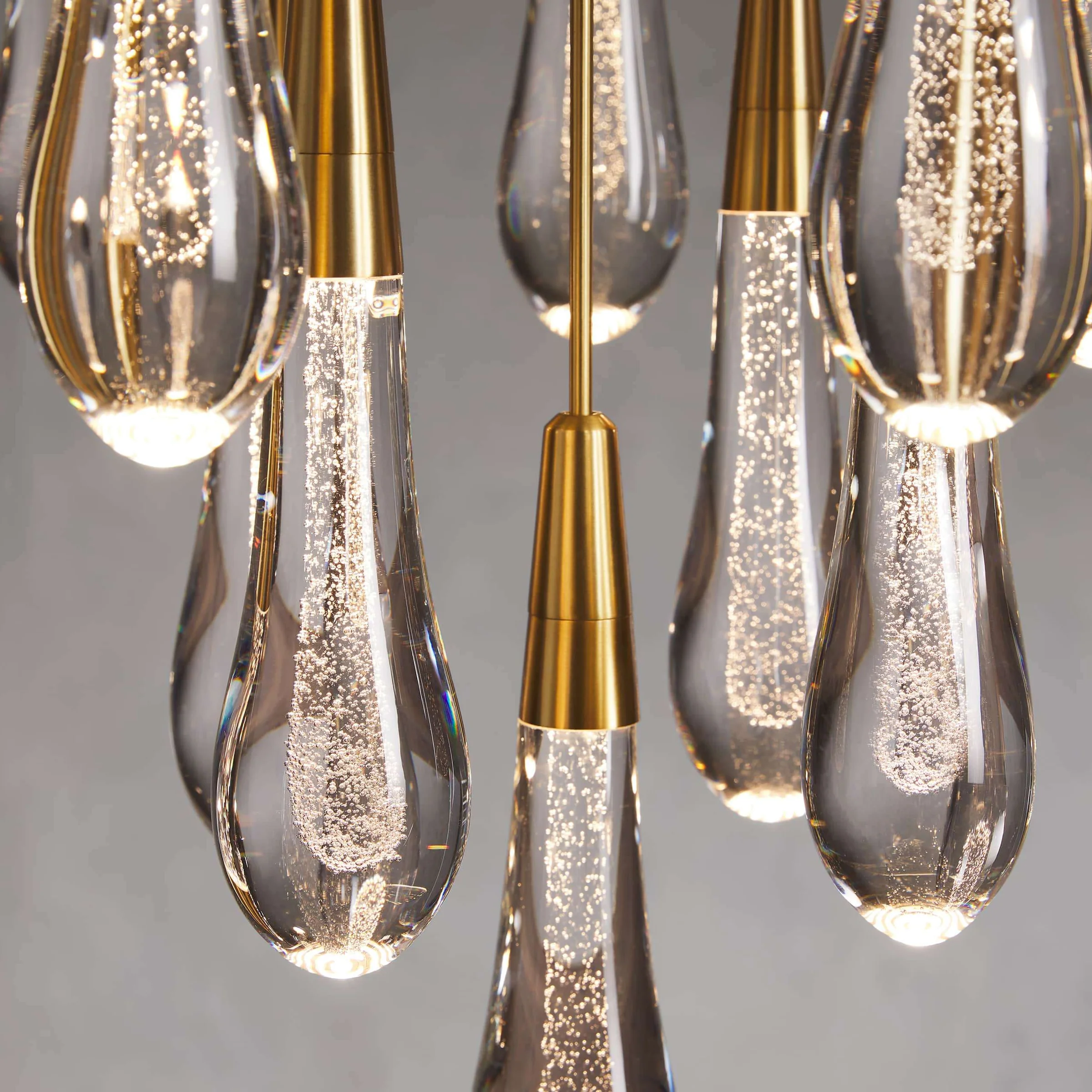 Soltaire Round Chandelier 17" 24" 36“ 58“-Chandeliers-Feyran-Brass-17"-Feyran