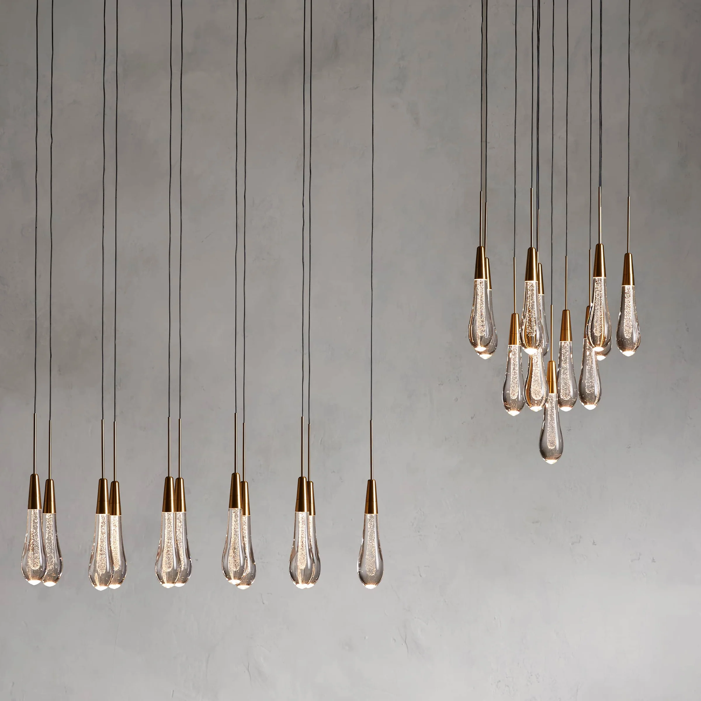 Soltaire Round Chandelier 17" 24" 36“ 58“-Chandeliers-Feyran-Brass-17"-Feyran