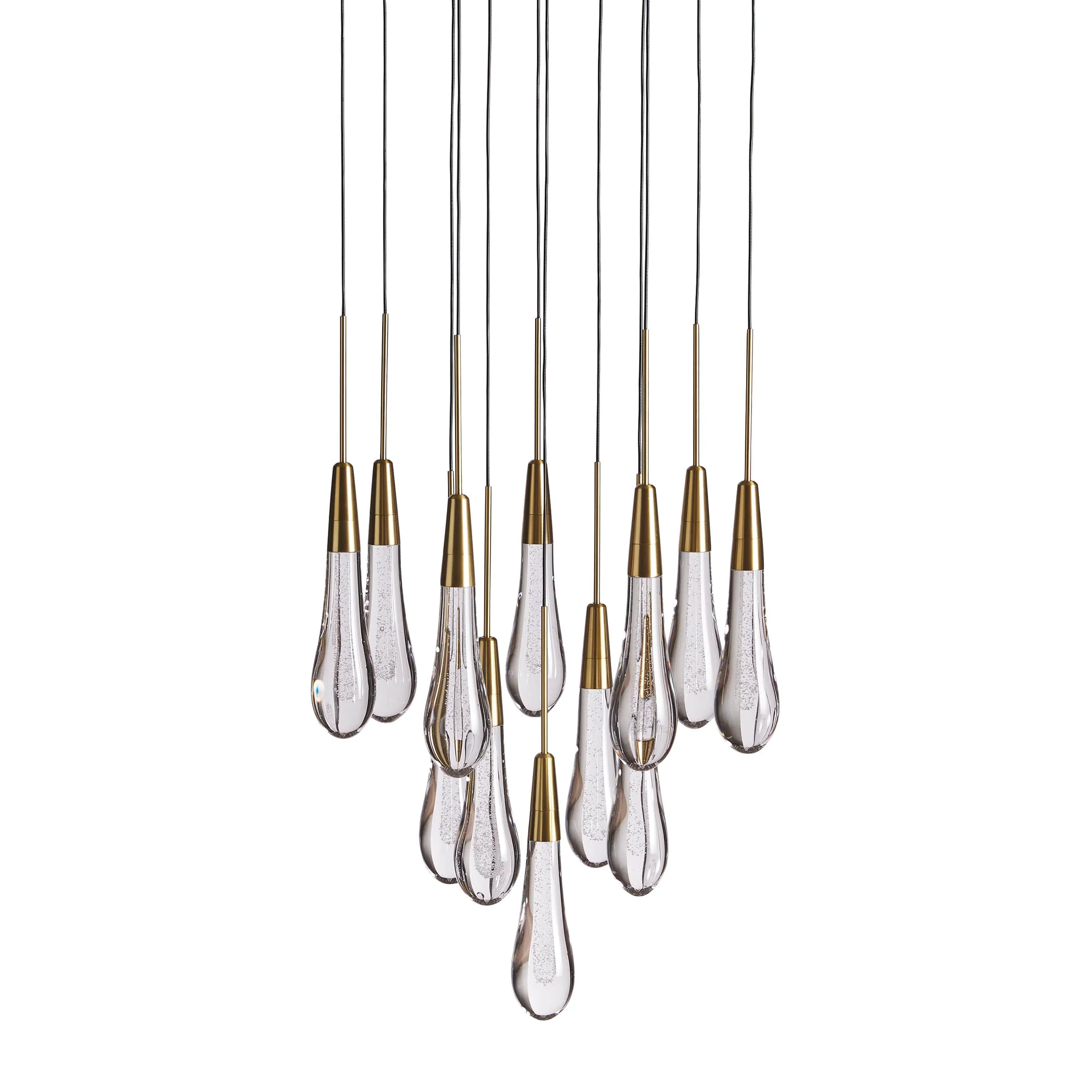 Soltaire Round Chandelier 17" 24" 36“ 58“-Chandeliers-Feyran-Brass-17"-Feyran