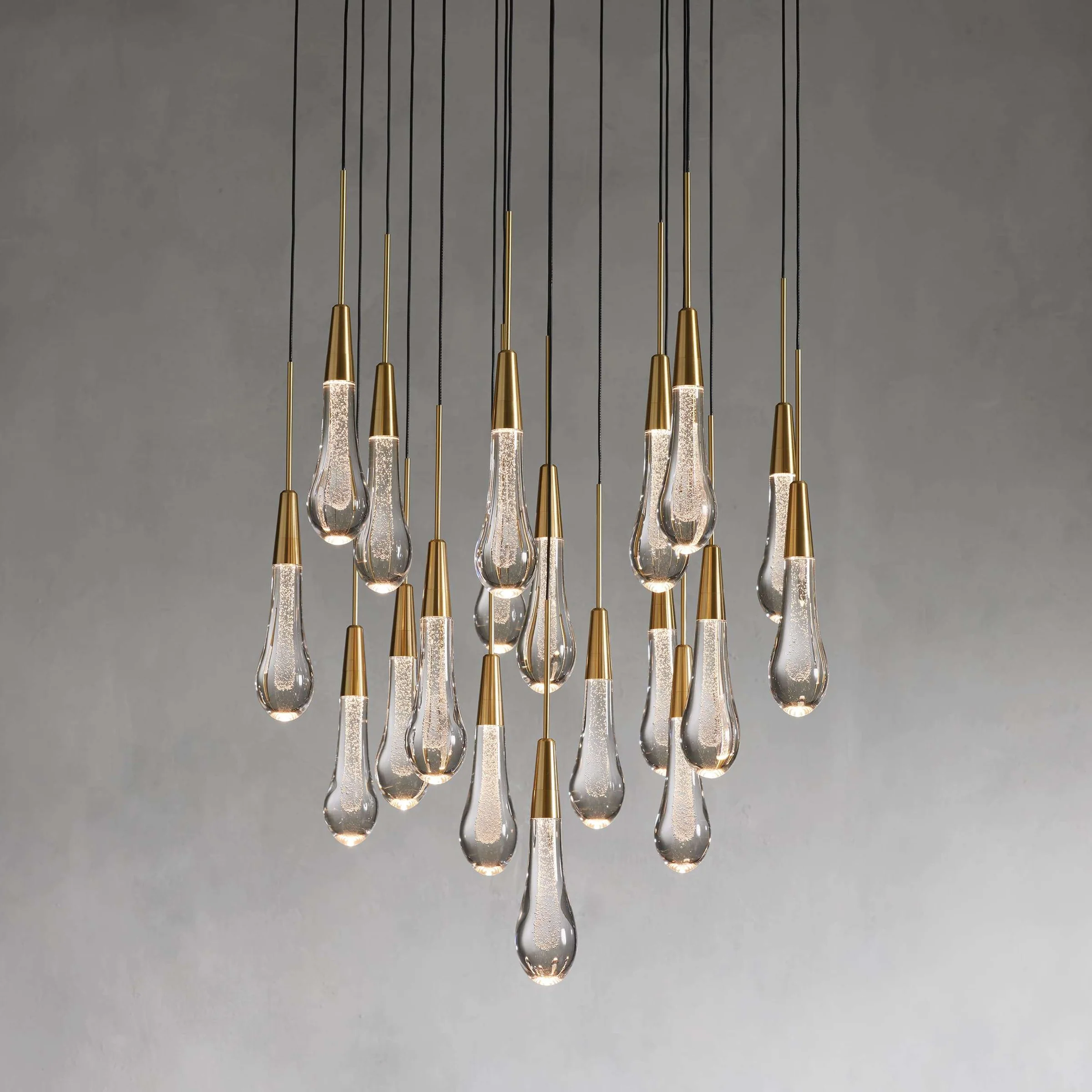 Soltaire Round Chandelier 17" 24" 36“ 58“-Chandeliers-Feyran-Brass-17"-Feyran