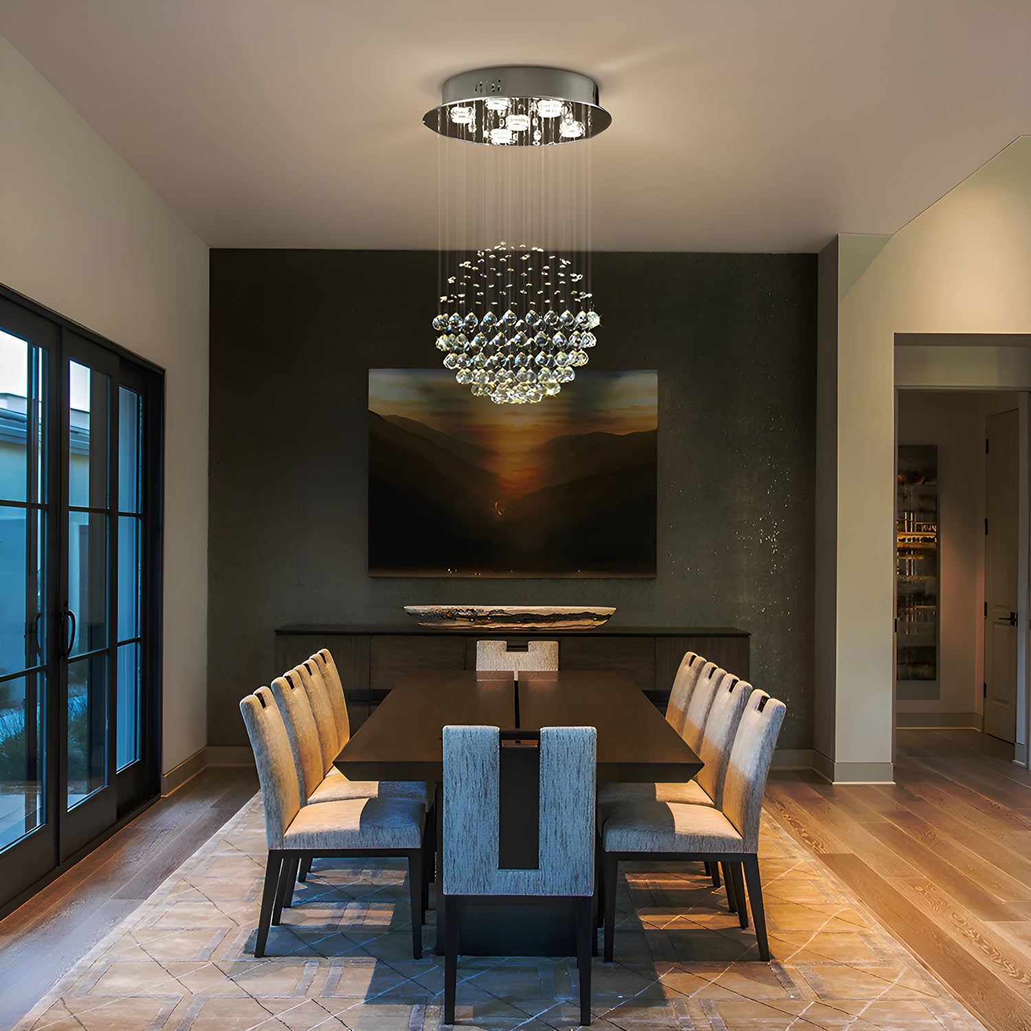 Sphere Raindrop Crystal Chandelier Ceiling Lights - Dining Room-2|Feyran