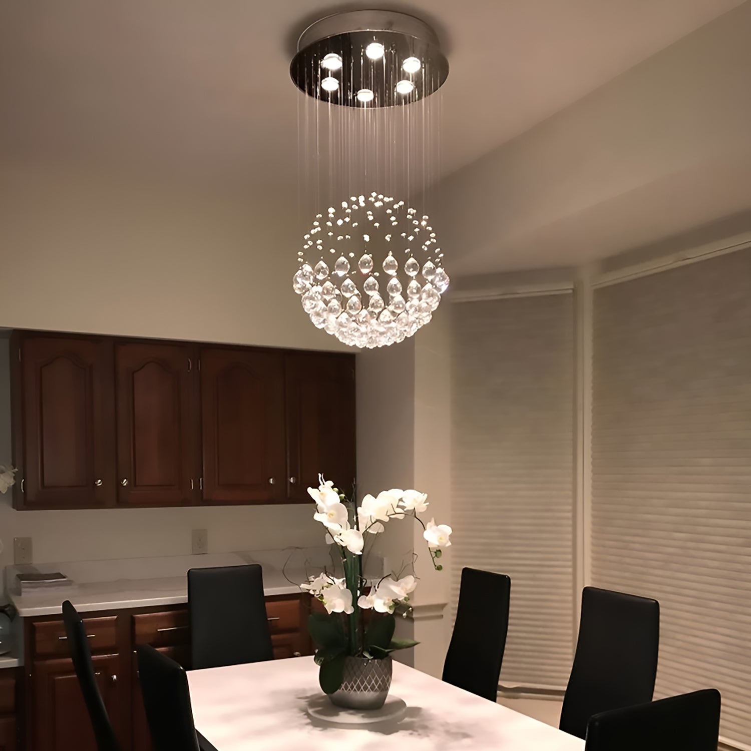 Sphere Raindrop Crystal Chandelier Ceiling Lights - Dining Room-3|Feyran