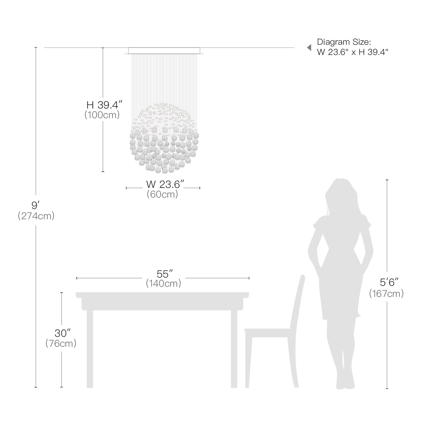 Raindrop Sphere Crystal Chandeliers for Dining Room - Ceiling Lights-Size | Feyran