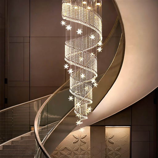 Spiral Meteor Shower Crystal Raindrop Chandelier - Staircase Chandelier-1 |Feyran