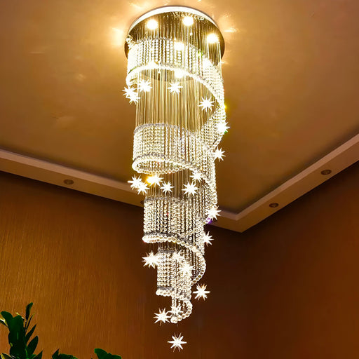 Spiral Meteor Shower Crystal Raindrop Chandelier - Staircase Chandelier-2 |Feyran