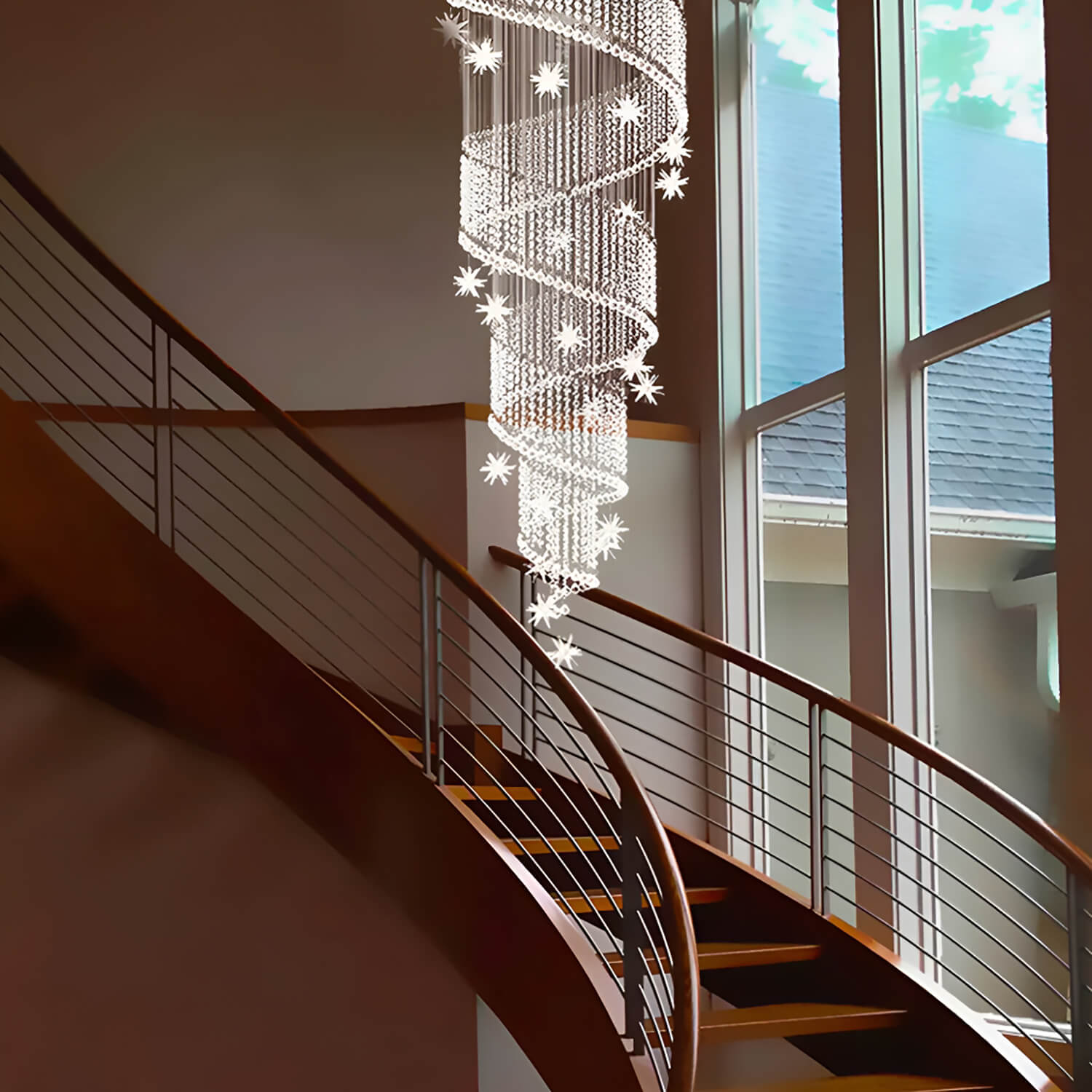 Spiral Meteor Shower Crystal Raindrop Chandelier - Staircase Chandelier-3 |Feyran